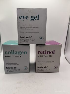 3 PC Baebody Set Eye Gel + Collagen Retinol Moisturizer Matrixyl 3000 1.7oz New
